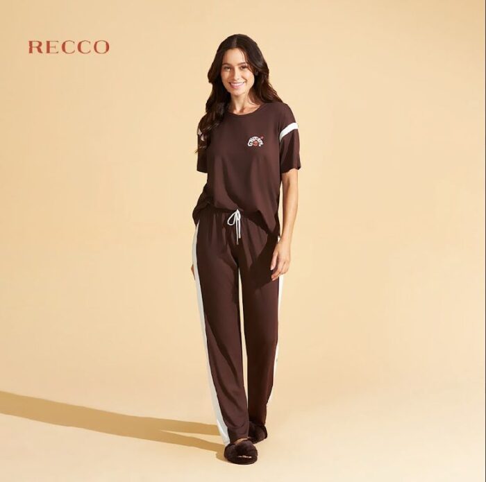 PIJAMA VISCOSE MANGA CURTA COM CALCA RECCO